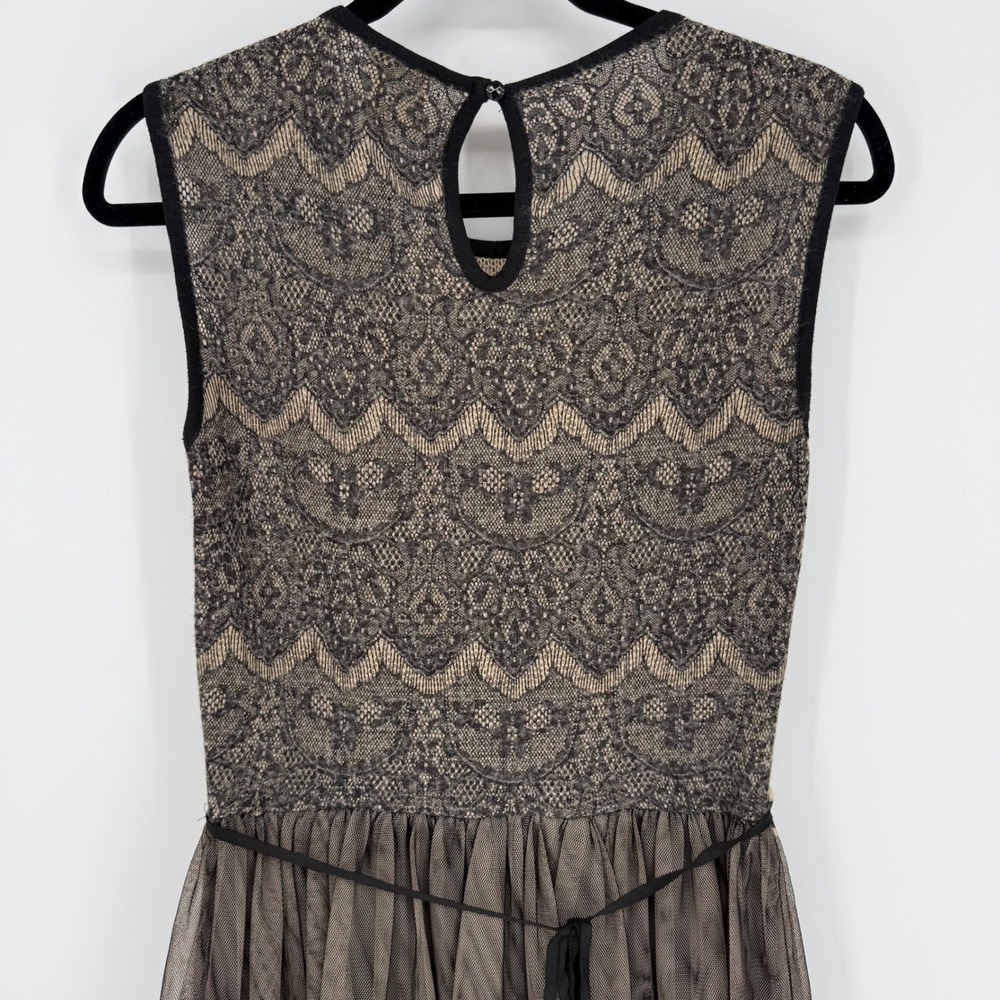 ANTHROPOLOGIE WESTON WEAR DULCIE TULLE SLEEVELESS SWEATER DRESS BLACK TAN MEDIUM - Picture 7 of 8